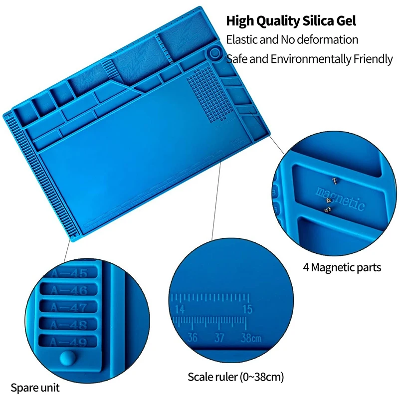 

4 Pcs Soldering Mat Set,Repair Mat Placing Screws with Anti-Static Wrist and 2 Tweezers for Soldering Electronics Repair