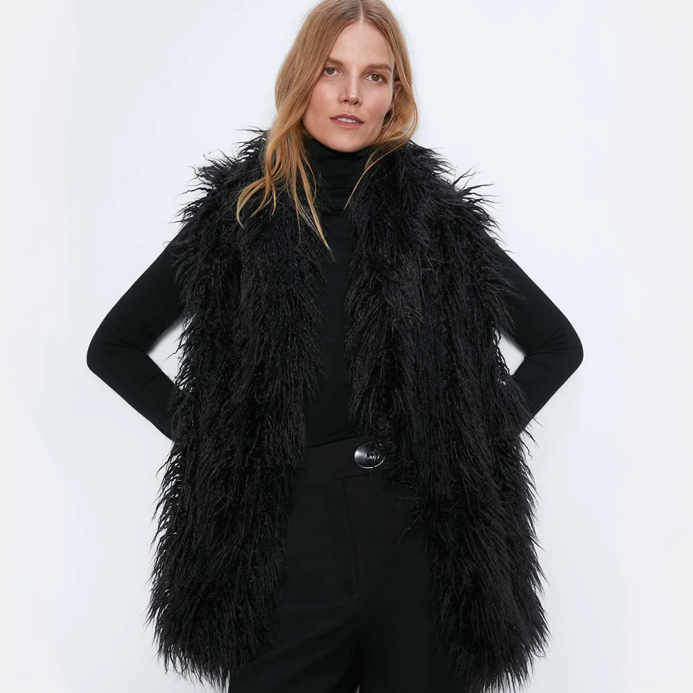2019 новый осенний и зимний женский жилет из искусственного меха черный кардиган