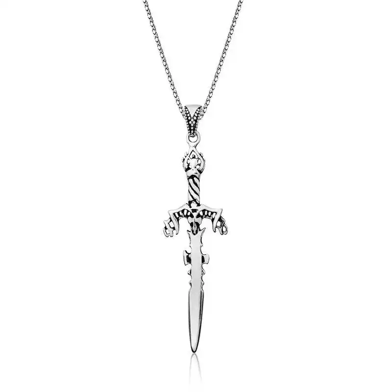 

Real Silver 925 Jewelry Silver Sword Male Necklace