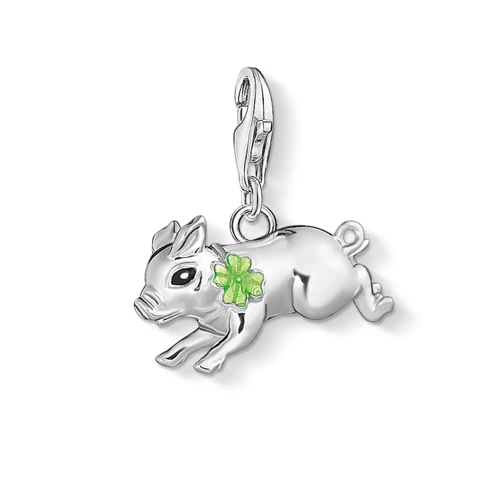 Clover Pig Одуванчик Клевер талисманы кулон круглый диск лист гинкго свинья удачи пожелания 925 пробы серебряные ювелирные изделия браслет для женщин и мужчин - Окраска металла: Clover Pig