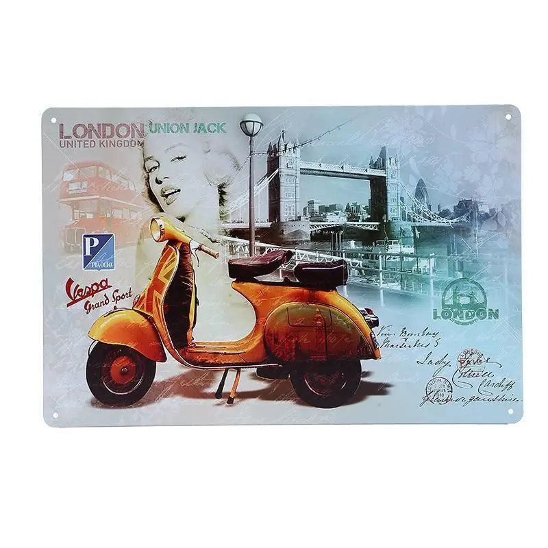 Lambretta электромобиль с металлическими знаками Vespa винтажная настенная живопись