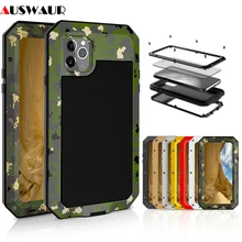 Metal Extreme Shockproof Military Heavy Duty Tempered Glass Cover Case for iPhone 7 8 Plus X XS 11 12 Mini Pro MAX
