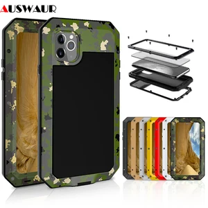 metal extreme shockproof military heavy duty tempered glass cover case for iphone 7 8 plus x xs 11 12 mini pro max free global shipping