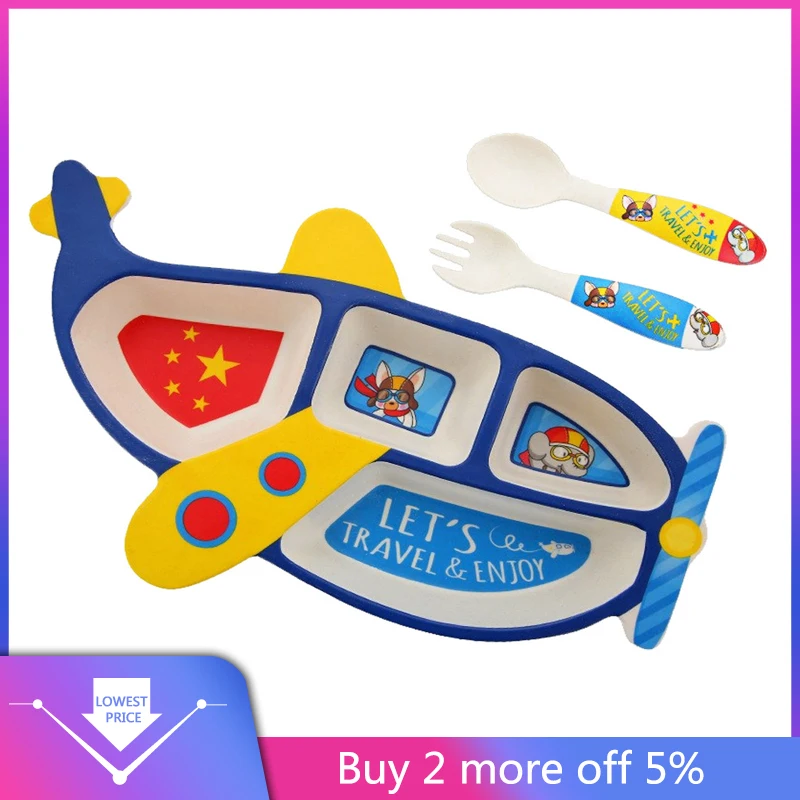 Три набора домашних тарелок из бамбукового волокна набор посуды против падения