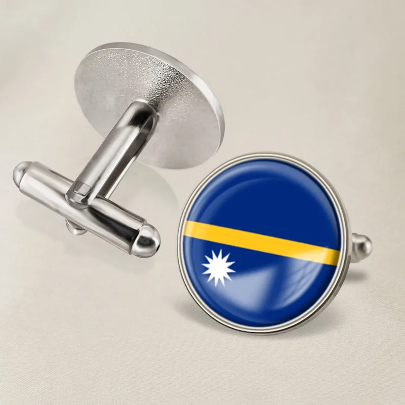 Запонки герб Науру с флагом карты и государственной эмблемой | Украшения