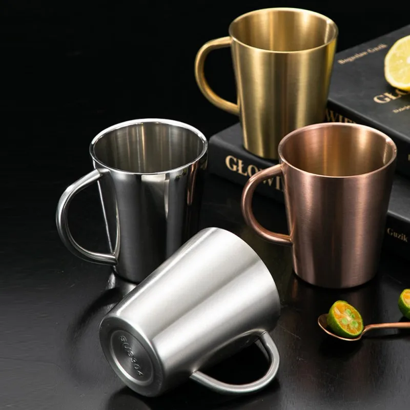 

Norbi Mugs Coffee Beer Wine Cup With Handgrip Drinking Tools Kitchen Bar Accessories Drinkware Stainless Steel Cups