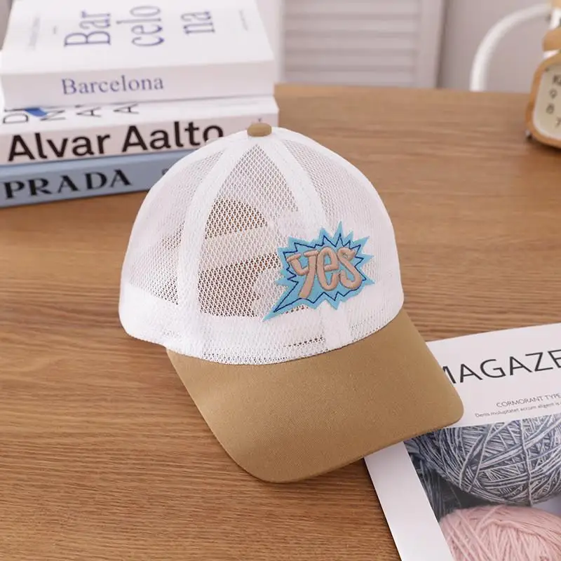 

2021 Summer letter yes embroidery mesh cotton Casquette Baseball Cap Adjustable Snapback Hats for child boy and girl 126