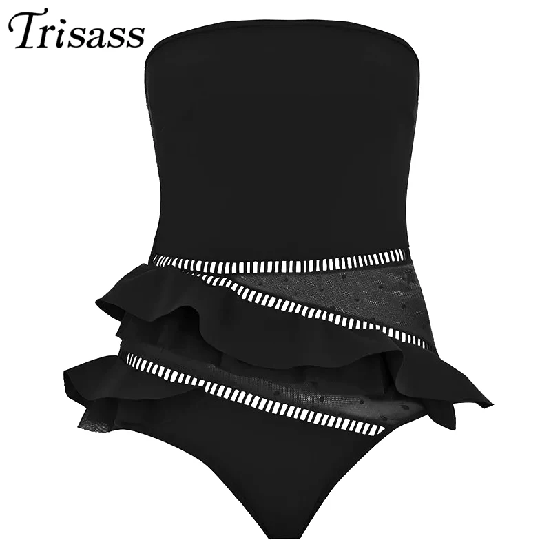 Trisass 2021 Новое поступление Черная кружевная юбка купальник Цельный для женщин с