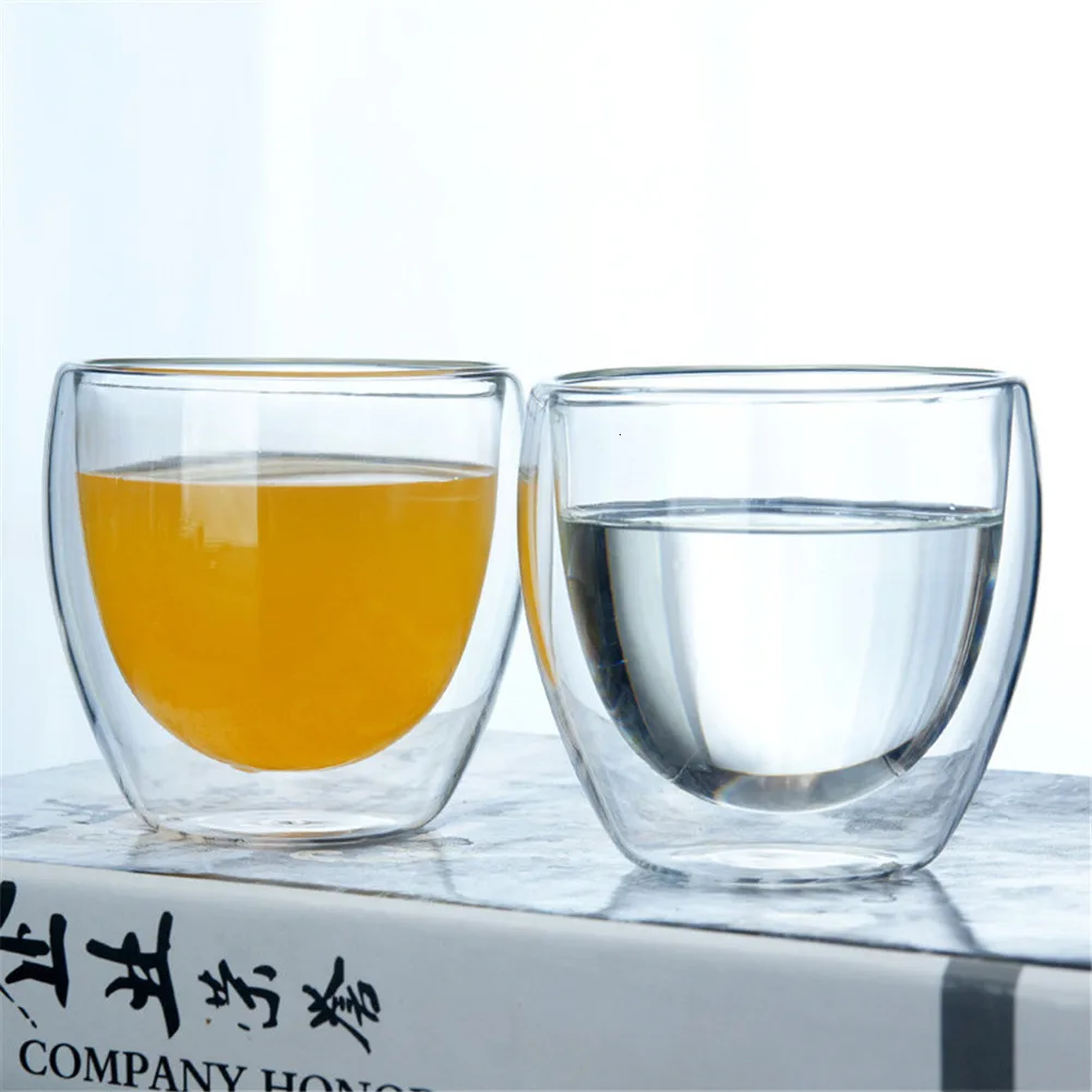 

Simplicity Heat-resistant Double Wall Shot Wine Beer Glass Espresso Coffee Cup Tea Set Cup 80-450ml Teacup Glasses Creative