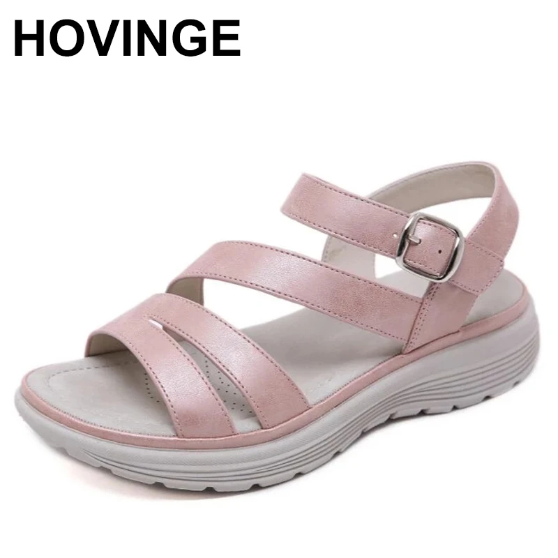 

Женские босоножки с пряжкой HOVINGE, черные босоножки на платформе и толстом каблуке, спортивная обувь на танкетке на лето 2021