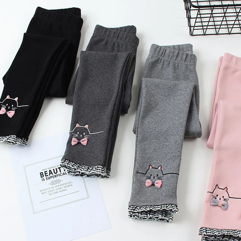 

Autumn Spring Leggings For Baby Girls New Fashion Korean Style Kids Cartoon Leggings Kids Girl Cute Lace And Bowknot Sweet Pants
