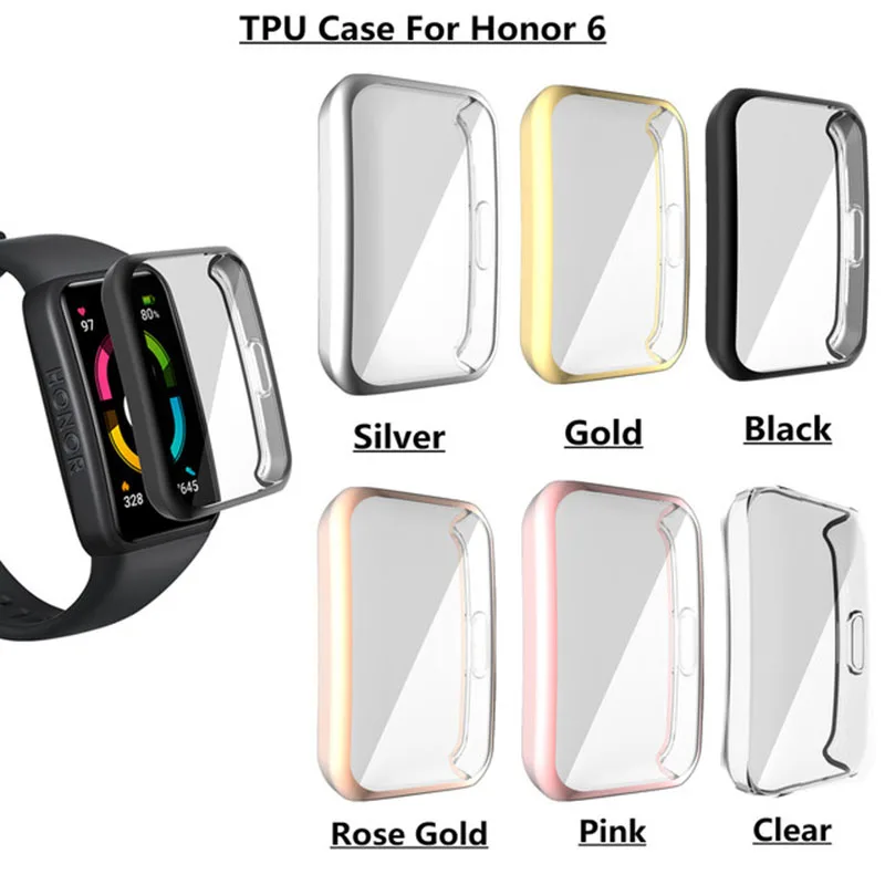 

TPU Soft Protective Case for Huawei Honor Band 6 Watch Cover Full Screen Protector Shell for Honor Band 6 Plating Bumper
