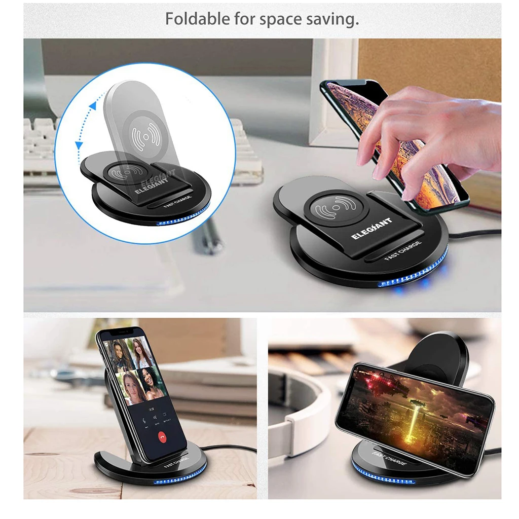 Qi Беспроводное зарядное устройство адаптер Быстрая зарядка док-станция для iPhone 8