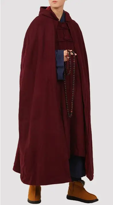 Зимняя шерстяная теплая накидка унисекс в буддистском стиле с монхами из шаолина