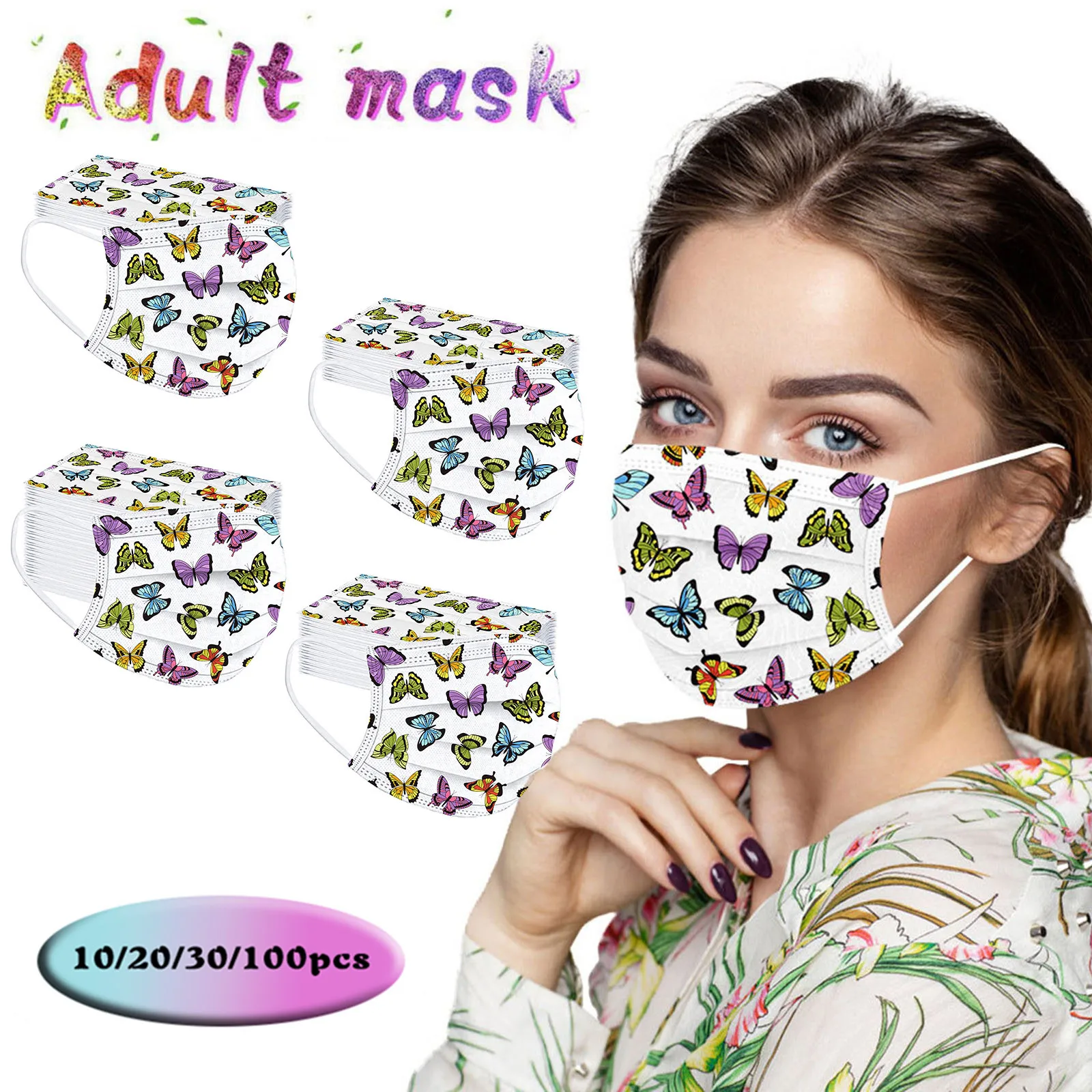 

10/20/30/100pc Disposable Mondmasker Earloop Face Mouth Masks Mouth Mask Non-woven Melt Blown 3-layer Masks Mascarilla d5