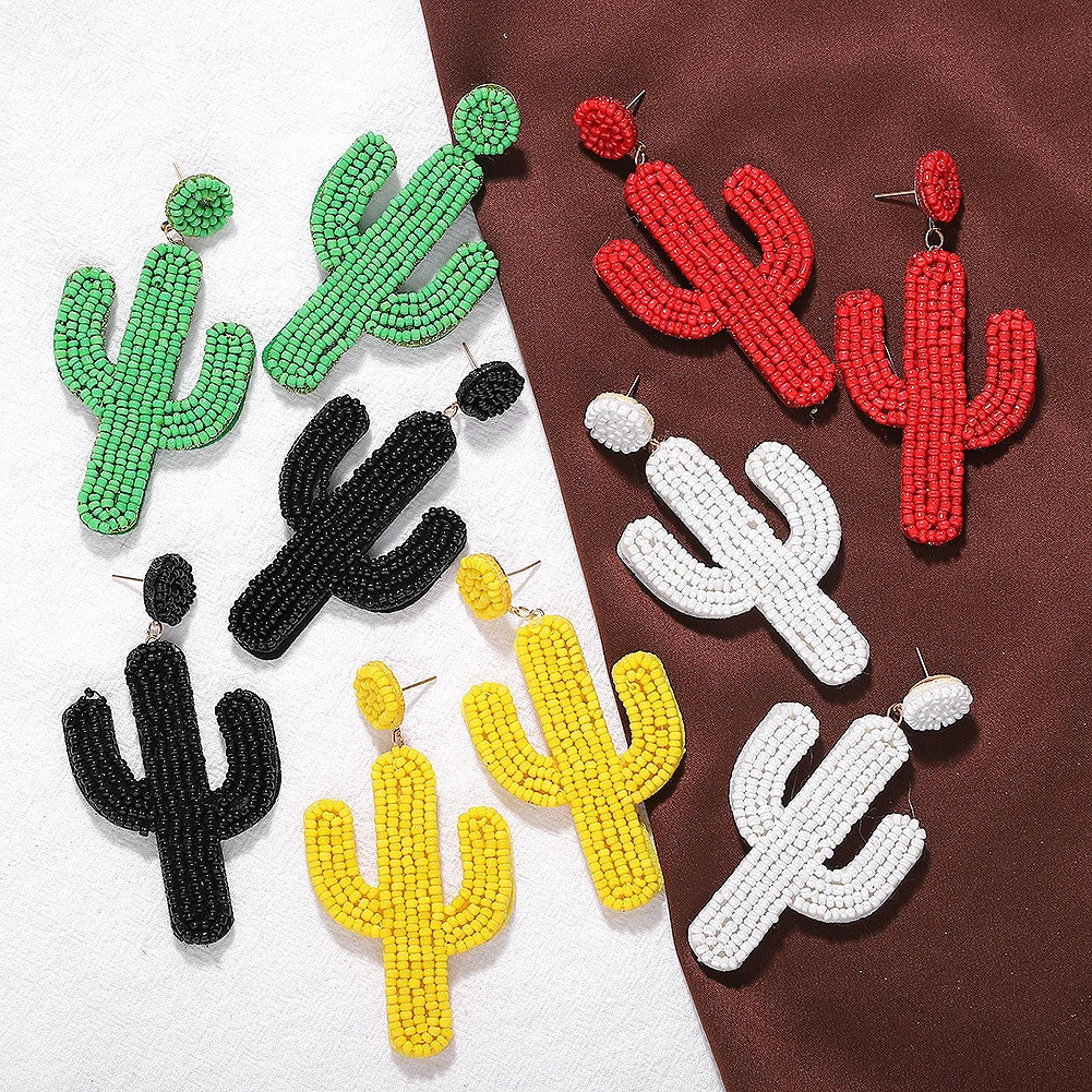 Женские серьги с квадратными кактусами в виде глаз богемном стиле новые модные