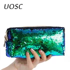 Косметички с блестками UOSC, двойные цветные блестки, женская косметичка с блестками