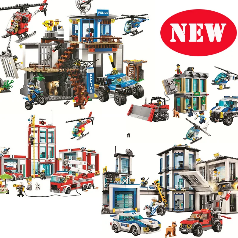 

10659 10660 10831 02113 Пожарная служба городская полиция, строительный блок, городской больничный экстренный центр, строительный блок, игрушка