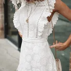 Женское кружевное платье с открытой спиной, белое сексуальное Сетчатое платье с цветочным принтом, летнее облегающее мини-платье с открытой спиной, пляжный сарафан для вечеринок
