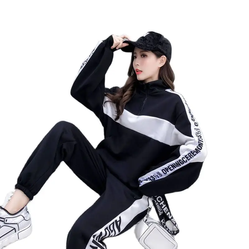 Модный женский спортивный костюм в Корейском стиле бархатный свитер свободный