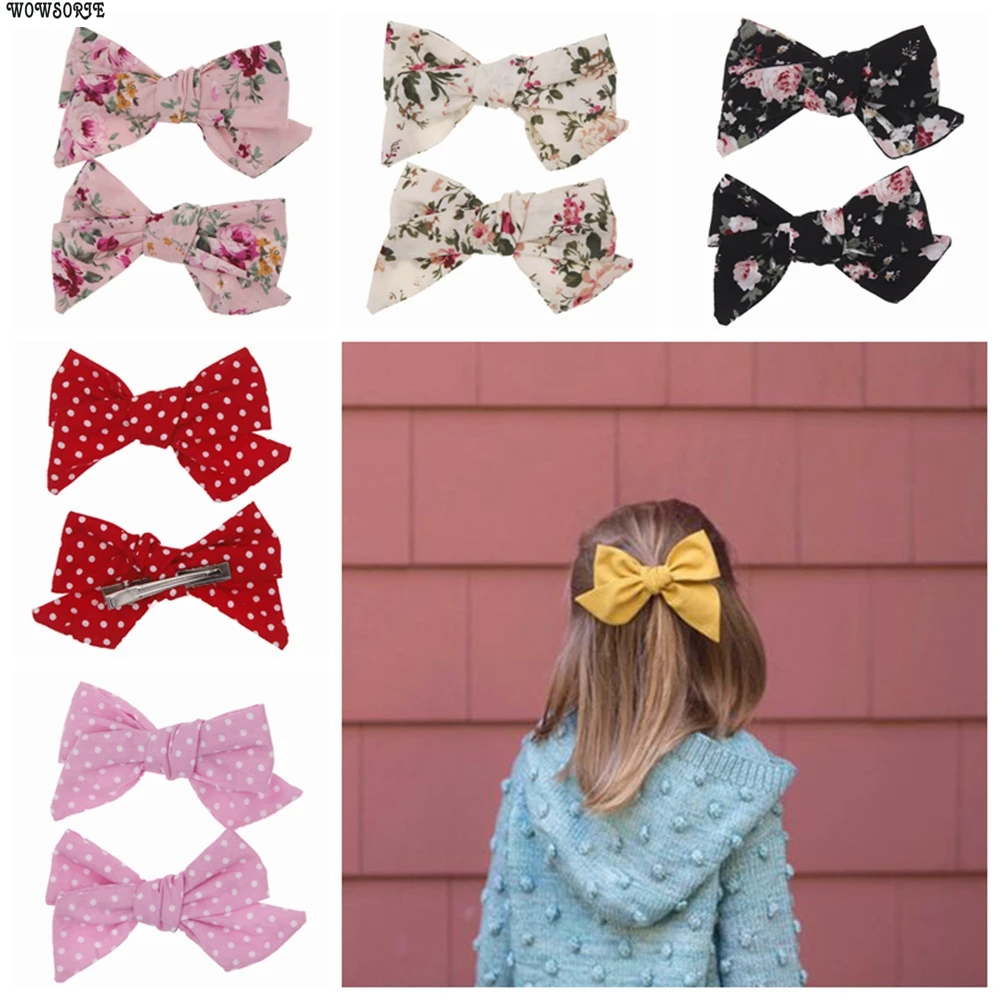 

Детские заколки для волос с бантом, заколки для волос из хлопковой ткани с цветами, заколки для девочек, аксессуары для волос, детские головн...