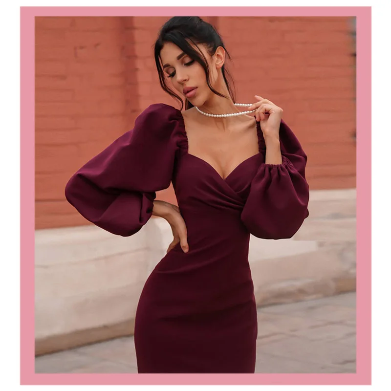Женское винтажное облегающее платье с длинным рукавом элегантные вечерние