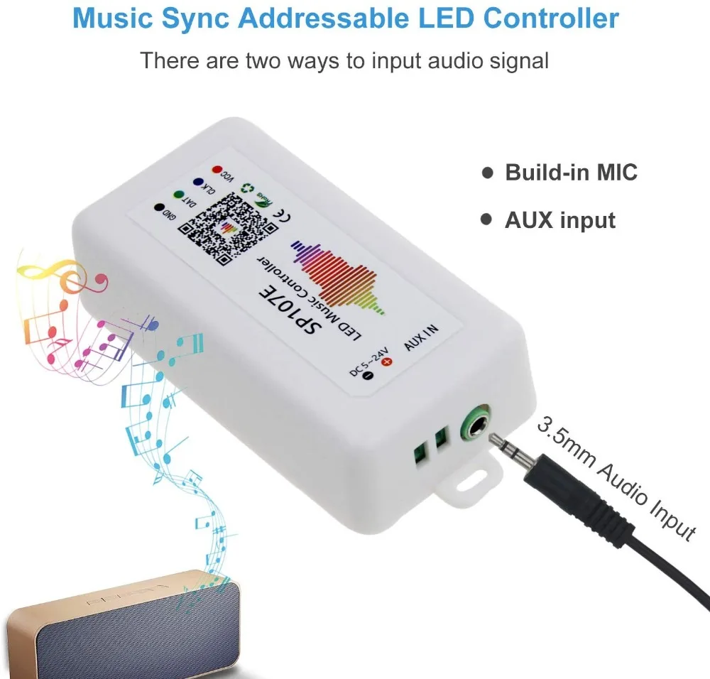 SP108E/107E/105E/110E SPI Wi-Fi Bluetooth пиксель IC музыкальный контроллер на смартфон приложение для WS2812B WS2813 SK6812 полосы DC5-12V