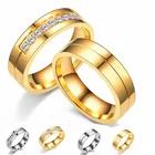 Золото Цвет обручальные кольца для мужчин и женщин высокое качество CZ обручения Пара Кольца для пары юбилей альянс, ювелирное изделие, подарок