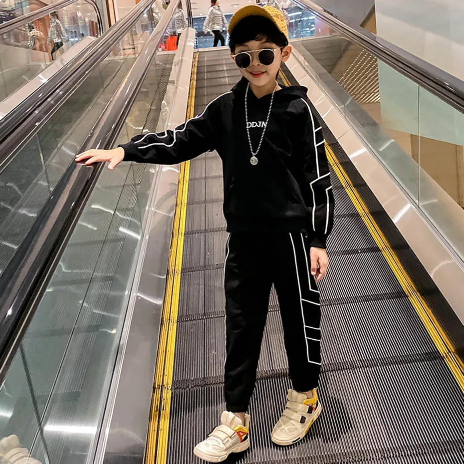 Детская одежда полосатые толстовки и штаны для мальчиков комплекты из 2