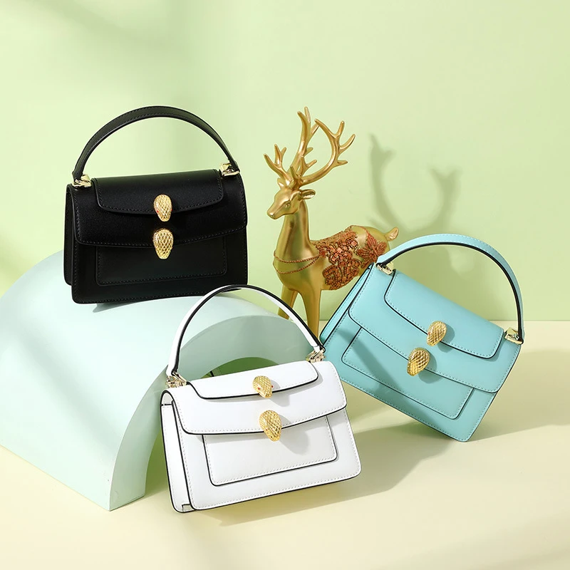 

New Women's Bag Small Fresh Leather Shoulder Bag Fashion Stitching Messenger Bag Solid Color Handbag