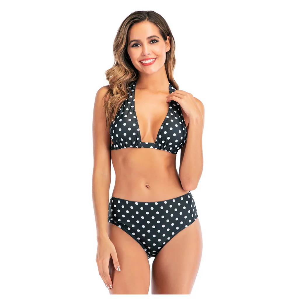 

Sexy Bikinis Mujer Women Polka Dot Brazilian Bikini Set For Women Sexy Halter Top Push Up Swimwear Plus Size Women Swimwear
