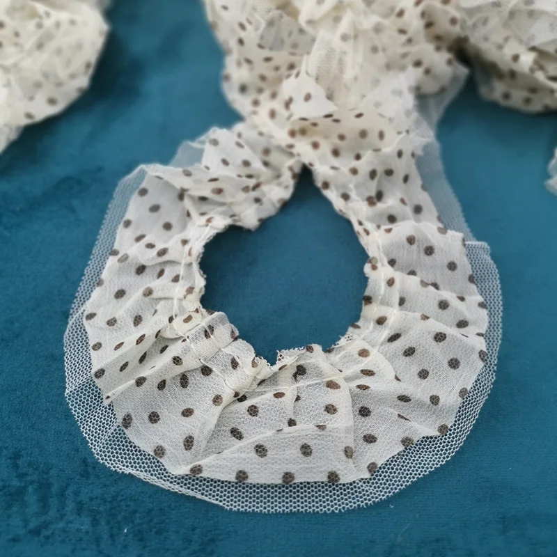 Плиссированная маленькая черная кружевная ткань в горошек 1 м сетчатая отделка