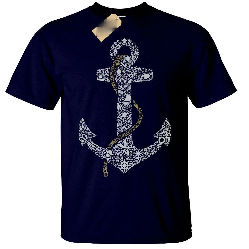 

2021 New Arrival Anchor Sailing Men T-shirt Sailor Ship Gift Women Summer Tops Tees Cotton Shirt