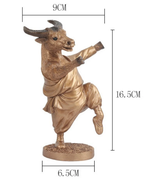 

Kongfu Cow Lucky Hannaford Vivid Tai Chi OX Zodiac Living Room Decoration Home Desk Feng Shui Kawaii Resin Cows