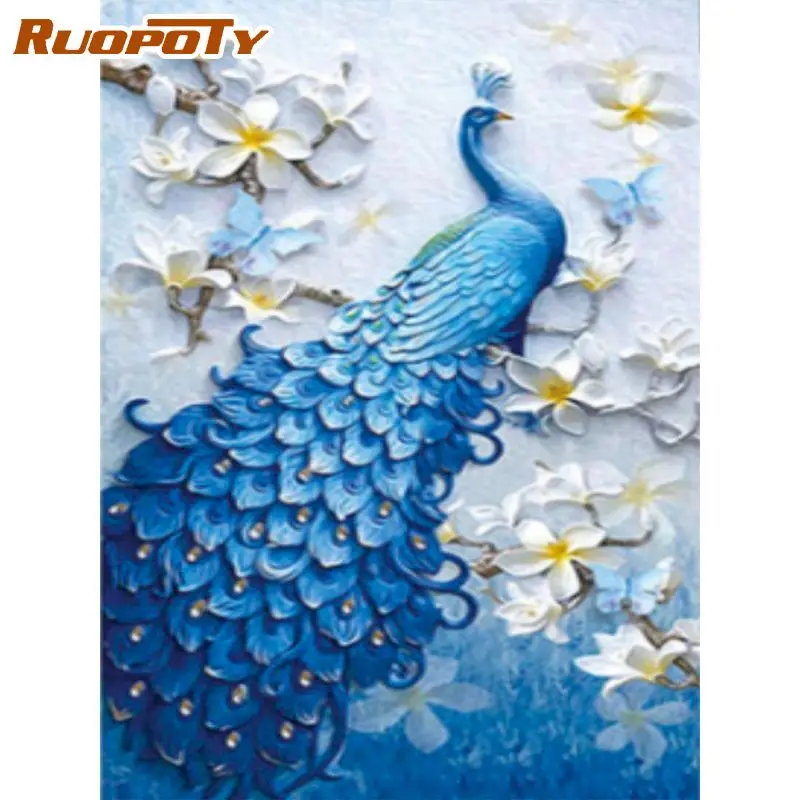 

RUOPOTY 5D DIY Diamond Painting Peacock Rhinestones Pictures Diamond Embroidery Sale Animal Cross Stitch Mosaic Crafts Kit