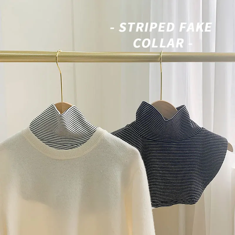 

2022 Ladies Turtleneck Knitted False Fake Collar Autumn Winter Windproof Solid Color Detachable Collar Blouse Scarf Wrap Decor