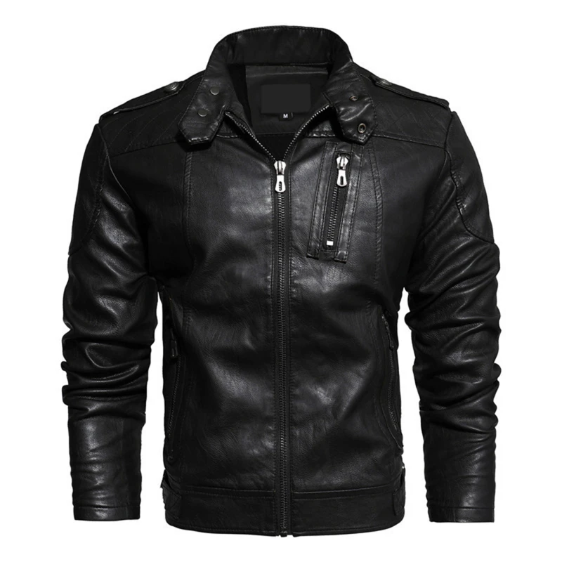 

Solid Color Men Biker Pu Leather Jacket Spring And Autumn 2022 New Men's Fashion Trend Decorative Motorcycle Pu Leather Coat