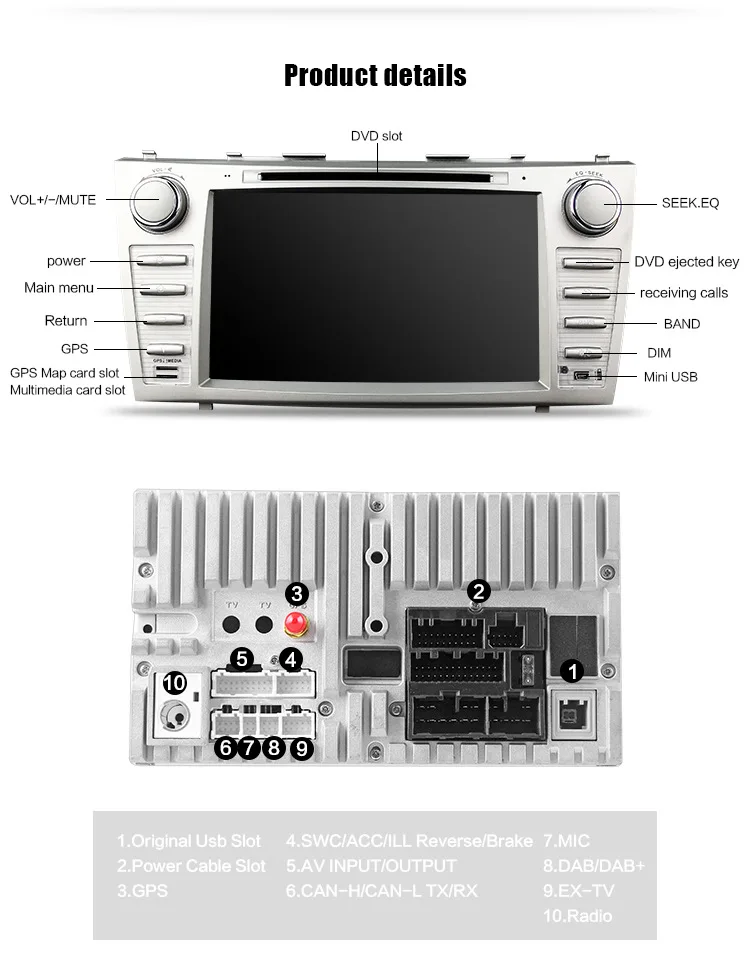 Автомобильный DVD плеер Eunavi 8 дюймов GPS навигация для Toyota Camry 2007 2008 2009 2010 2011 BT рулевое
