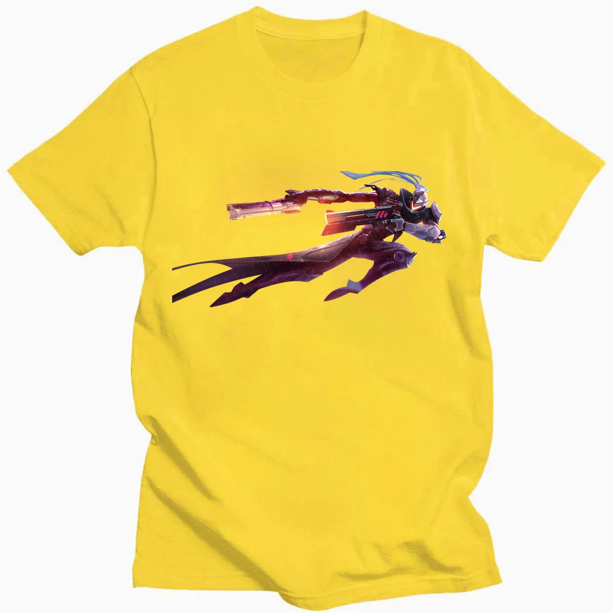 

Game Style Source Plan: Ray Style Lucian LOL Art Printing T-shirts Summer Fashion Short Sleeve O-neck Cotton Top Tees For Fans