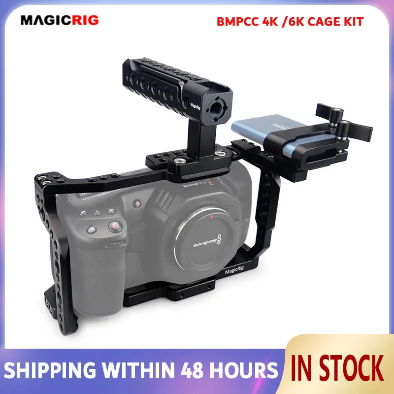 MAGICRIG Портативная камерная каркас с регулируемой ручкой + зажимом для карты T5 SSD для Blackmagic Pocket Cinema BMPCC 4K&amp6K on.