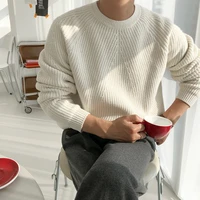 dimi mens wear classic round collar sweater korean fashion loose kintted tops for male autumn winter new warm clothes