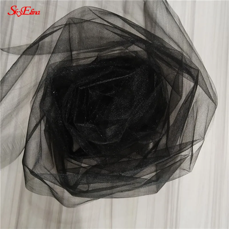black 15 см* 5 м блестящая фатиновая юбка-пачка из органзы с прозрачными кристаллами для девочек, сделай сам, подарок для свадебной вечеринки, декор для детского душа, поставка 7z - Цвет: black