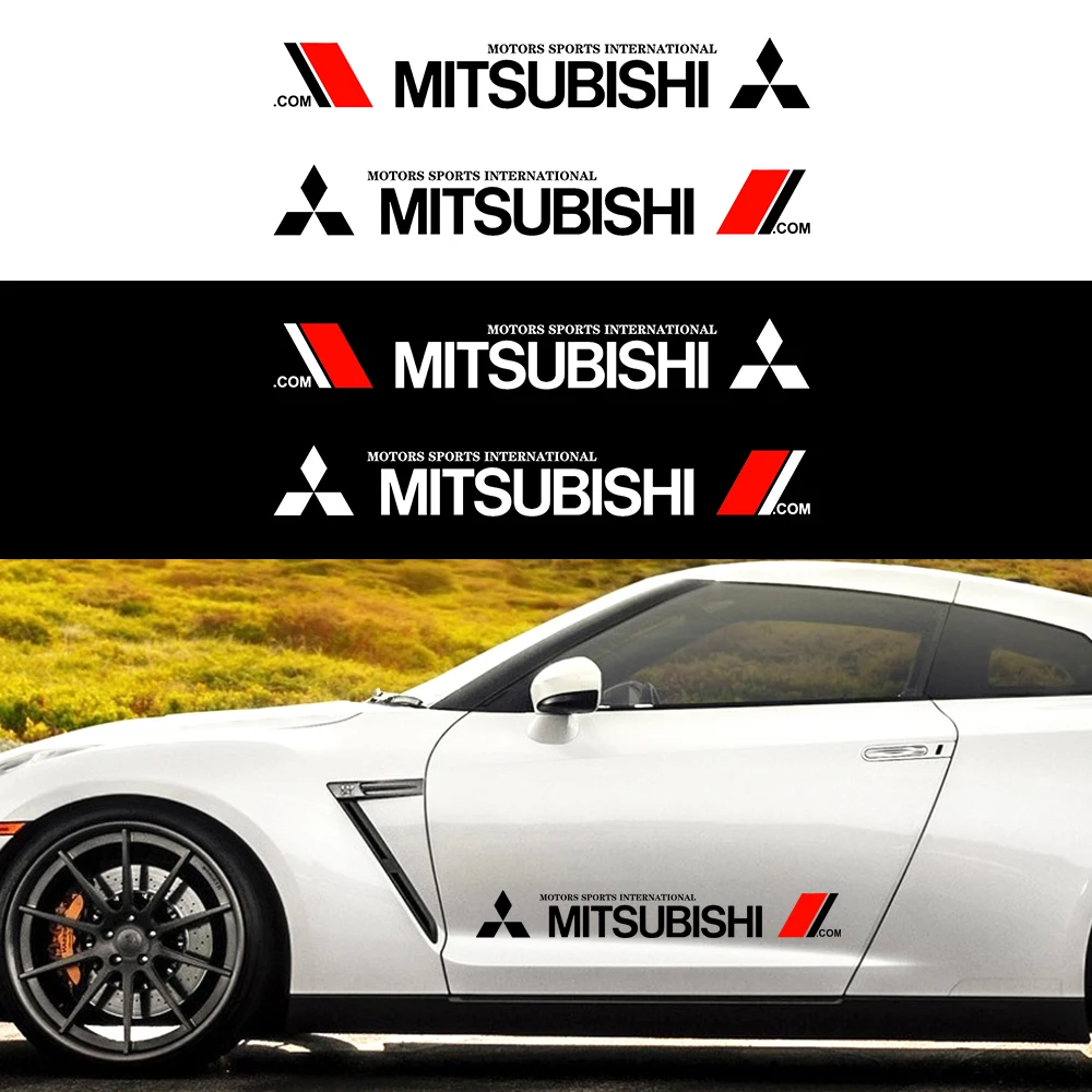 

2Pcs Car Door Side Stickers Body Decals Car Logo Decal Styling for Mitsubishi Asx Outlander Xl 3 l200 Lancer EX Auto Accessories