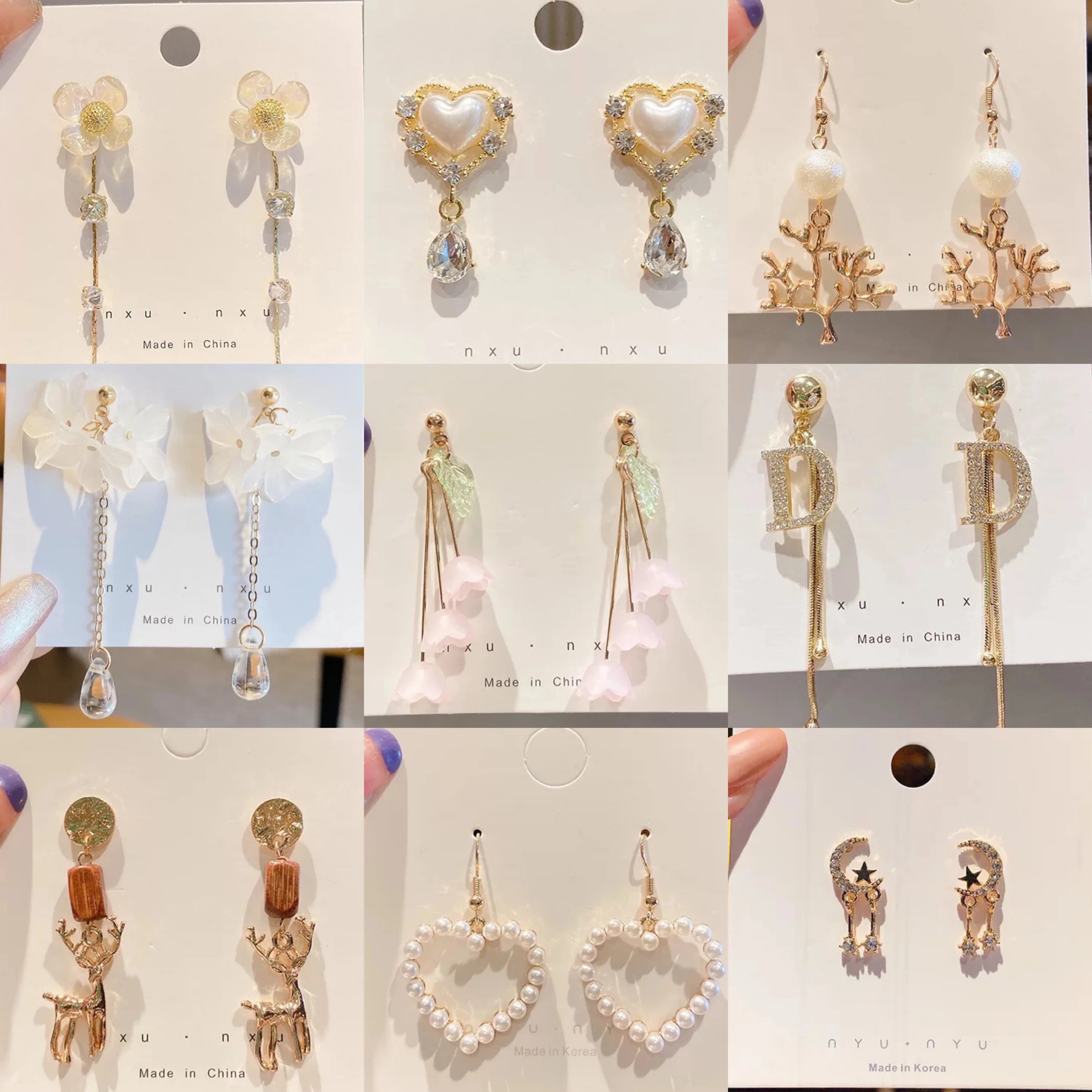 Корейские модные серьги-гвоздики в стиле Instagram с маргариткой и бабочкой для