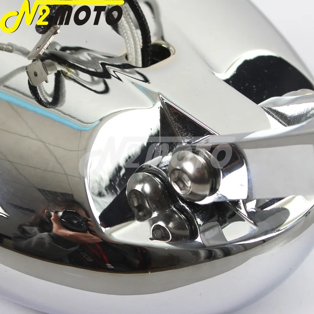 

Motorcycle H3 Chrome Wave Billet Custom Oval Headlight Twin Halogen Headlamp for Harley Cafe Racer Honda Yamaha Kawasaki Suzuki