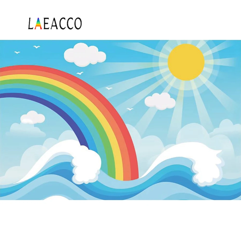 Laeacco Радуга фоны для фотосъемки ребенка день рождения облако блестящая Звезда обои плакат фото фоны фотостудия