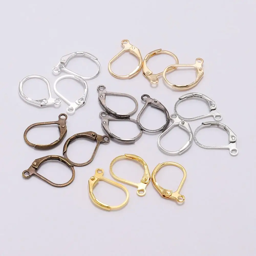 

20pcs/lot 15*10mm Gold French Lever Earring Hooks Wire Settings Base Hoops Earrings For DIY Jewelry Making Supplies Wholesale