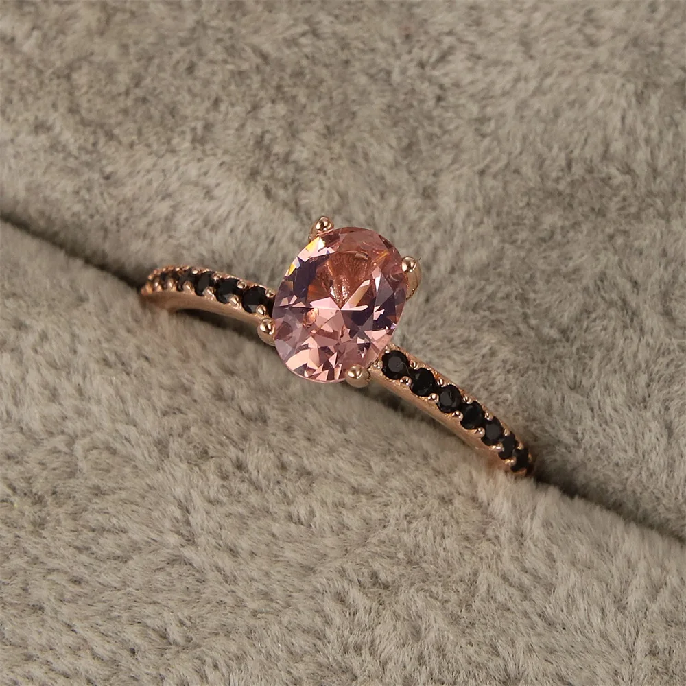 

Hot selling in Europe and the elegant fashion 925 sterling silver ring with ms black zircon champagne crystal jewelry gifts