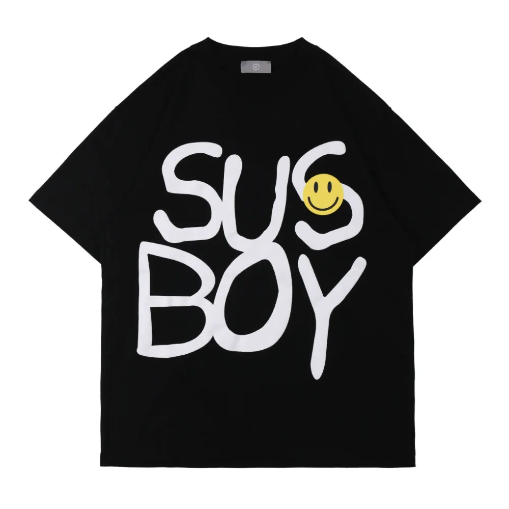 

Футболки ZOTTSOZ в стиле Харадзюку для мужчин и женщин, уличная одежда в стиле хип-хоп, с мультяшным принтом смайлика и пистолета, повседневные ...