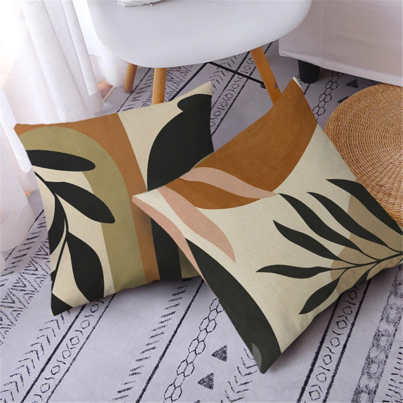 

Geometric Abstract Cushion Cover Tropic Plant Modern Art Brown Throw Pillow Cover Decorative Pillows For Home Decoration Pillow